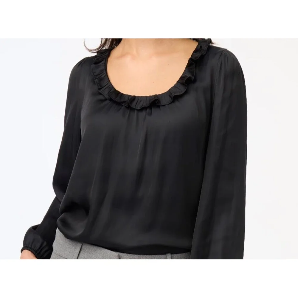 J.Crew Ruffle‎ Neck top  Raspberry color size S - Picture 3 of 13